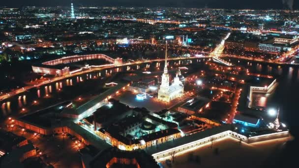 Vue aérienne de la forteresse Pierre et Paul, Saint-Pétersbourg, Russie — Video