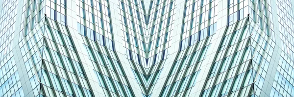 Вид Знизу Панорамний Перспектива Сталеве Блакитне Скло Висотних Будівельних Хмарочосів — стокове фото