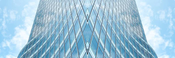 Underside Panoramic Perspective View Steel Blue Glass High Rise Building — Stock Photo, Image