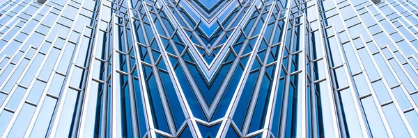 Underside Panoramic Perspective View Steel Blue Glass High Rise Building — Stock Photo, Image
