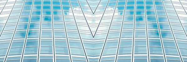 Underside Panoramic Perspective View Steel Blue Glass High Rise Building — Stock Photo, Image