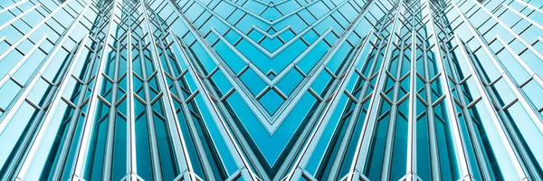 下のパノラマとスチールへの展望ティファニーブルーガラス高層ビル 成功した産業建築のビジネスコンセプト — ストック写真