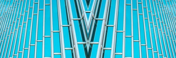Widok Panoramiczny Perspektywiczny Stal Tiffany Niebieskie Szkło Wysoki Budynek Drapacze — Zdjęcie stockowe
