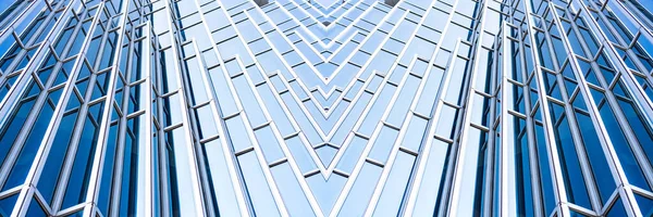 Vista Panoramica Sul Lato Inferiore Prospettiva Grattacieli Vetro Blu Acciaio — Foto Stock