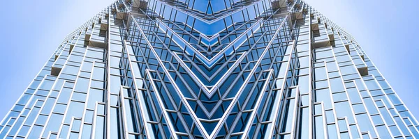 Панорамный Вид Высотные Небоскребы Стального Синего Стекла Бизнес Концепция Успешной — стоковое фото