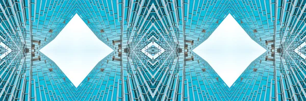 下のパノラマとスチールへの展望ティファニーブルーガラス高層ビル 成功した産業建築のビジネスコンセプト — ストック写真