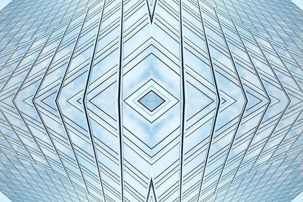Oldalsó Panoráma Perspektíva Acélkék Üveg Magaslati Épület Felhőkarcolók Üzleti Koncepció — Stock Fotó