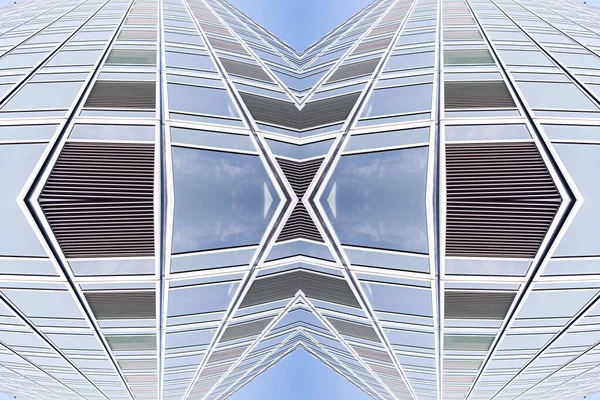 Underside Panoramic Perspective View Steel Blue Glass High Rise Building — Stock Photo, Image