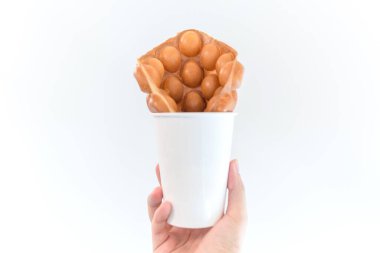 Geleneksel Hong Kong waffle 'ı fırından yumuşak ve çıtır çıtır, Hong Kong yumurtası, yumurtalı börek