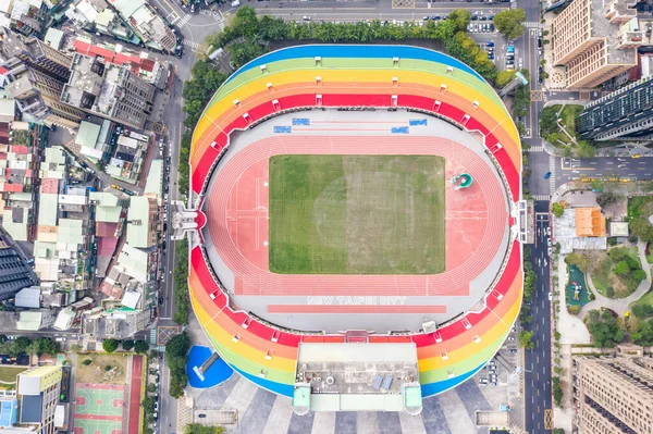 Banqiao Taiwan January 2020 Colorful Stadium Arena People Exercising Grass — Stock Photo, Image