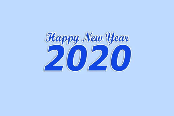 テキスト幸せな新年2020年。2020年ブルー文字。年末年始のグリーティングカード。2020年のイラスト。ラットポスター、バナー、チラシテンプレートの中国年. — ストック写真