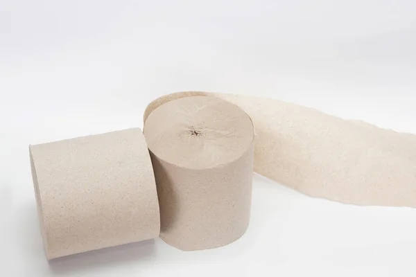 Een Rol Papier Twee Rollen Papier Simpel Toiletpapier Een Witte — Stockfoto