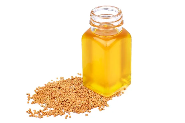 Oil from the seeds of yellow mustard — Stock Photo, Image