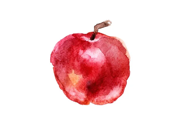 Розфарбоване акварельне червоне яблуко — стокове фото