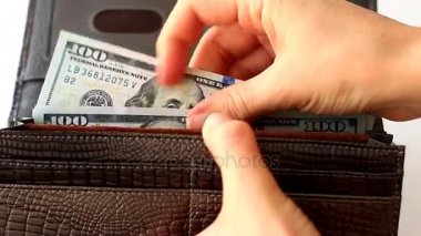 Yüz dolar faturaları cüzdan sayma eller  
