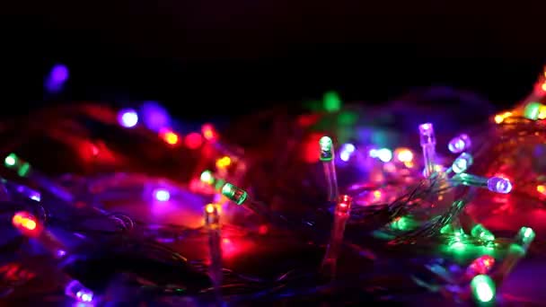 Многоцветная Рождественская Гирлянда Новогодний Свет — стоковое видео