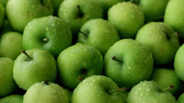 Las Manzanas Verdes Frescas Fuente Vida Sana — Vídeos de Stock