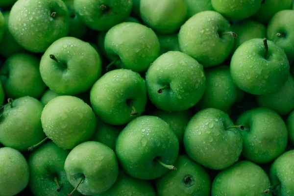 Maçãs Verdes Suculentas Frescas Usam Como Fundo — Fotografia de Stock