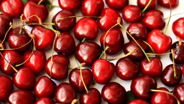 Heap Ripe Sweet Cherry Turning — Stock Video