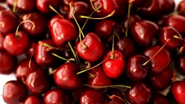 Heap of ripe juicy sweet cherries
