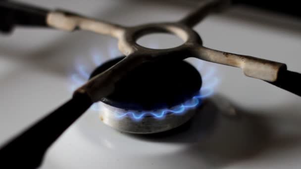 Cucina Fornello Gas Con Combustione Gas Naturale Blu — Video Stock