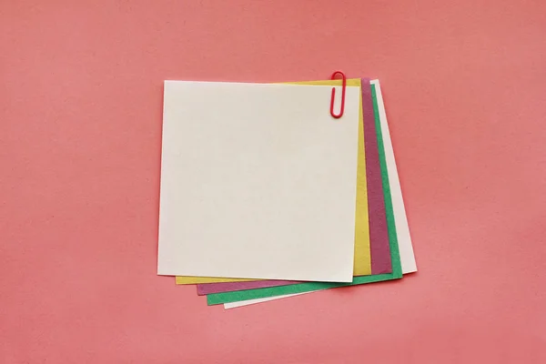 Note Papers Label Clip Pink Background — Stock Photo, Image