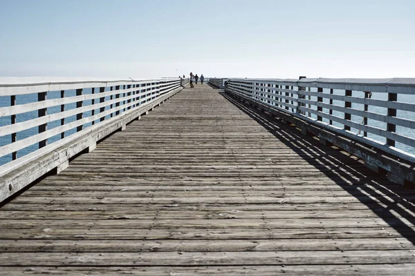 Cielos Azules Largo Muelle Madera San Simeon — Foto de Stock