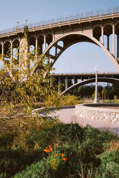 Vista Parque Con Puente Viejo Fondo Pasadena California Viajes Vacaciones — Foto de Stock