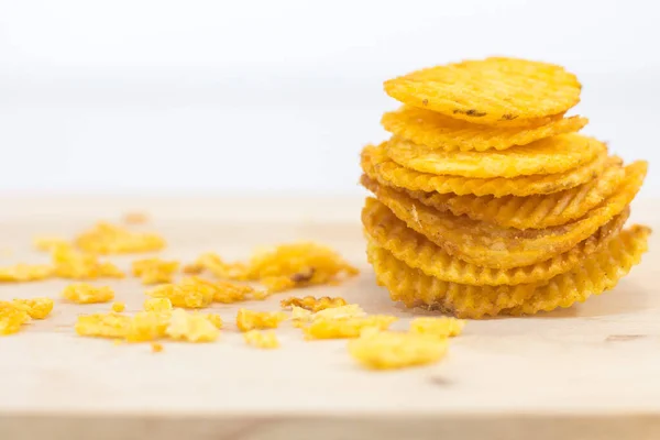 Close Potato Chips White Background Food Concept — Stock Photo, Image