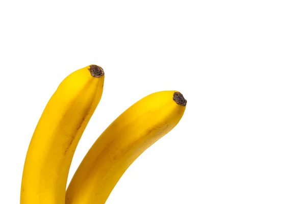 A bunch of two yellow bananas. Bright fresh fruits. Isolated photo for your design. Isolated on a white background. — Stockfoto