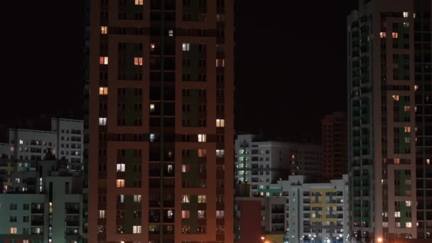 Áreas Residenciais Noite Casas Residenciais Com Interruptor Ligado Desligado Luz — Vídeo de Stock