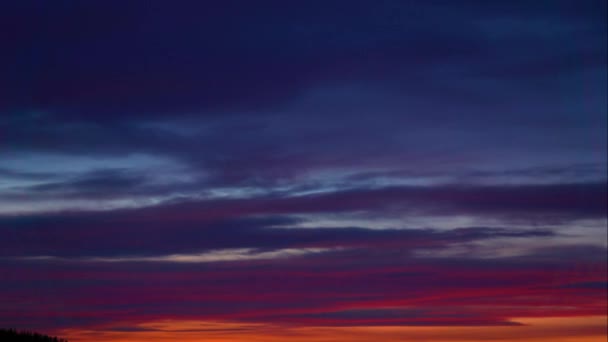 Die Bewegung Der Wolken Nach Sonnenuntergang Leuchtende Gesättigte Farben Luftpanorama — Stockvideo