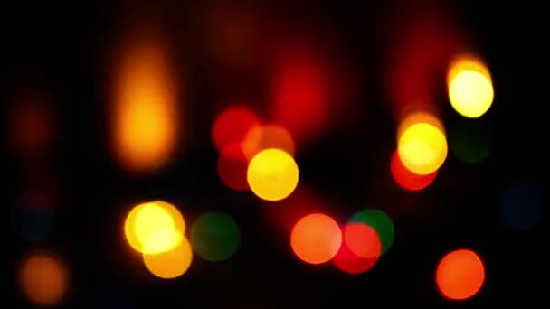 Abstract Blurred Bokeh Holiday Background Blinking Garland Colorful Big Bokeh — Stock Video