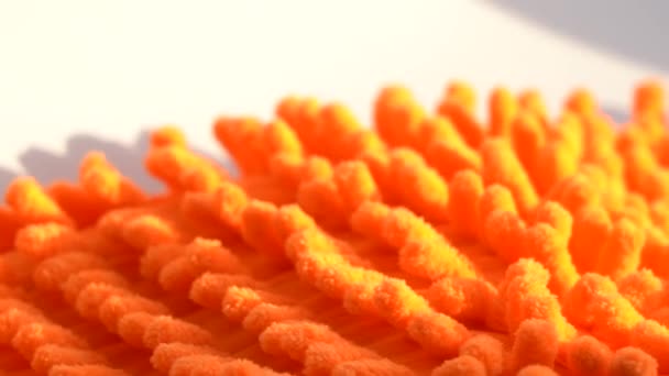 Vacker Mikrofiberduk Ljust Orange Mikrofiber Mikrofiberstruktur Med Mjuk Stor Hög — Stockvideo