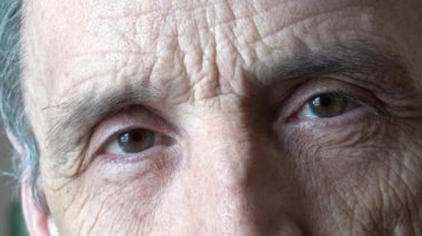 Yetişkin bir adamın gözleri. Dikkatli bak. Bir adamın portresi. Kameraya bakıyor, sana bakıyor..