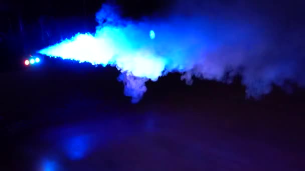 Smoke Disco Rays Spotlights Dance Floor Lightning Equipment Theatrical Smoke — Stock Video