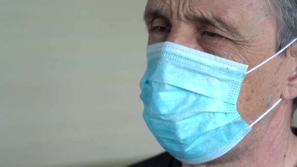 Masque Médical Retarde Propagation Une Infection Virale Une Personne Malade — Video