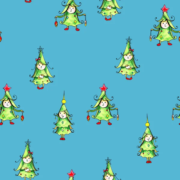 Noel Ağaçları Diğer Ekipmanlarla Grafiksel Noel Seti — Stok fotoğraf