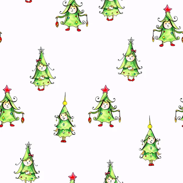 Noel Ağaçları Diğer Ekipmanlarla Grafiksel Noel Seti — Stok fotoğraf
