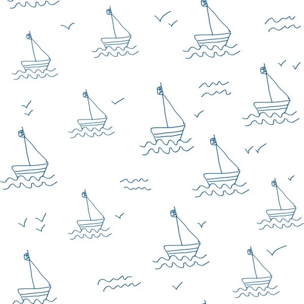 Scandinavian style pattern with blue boats