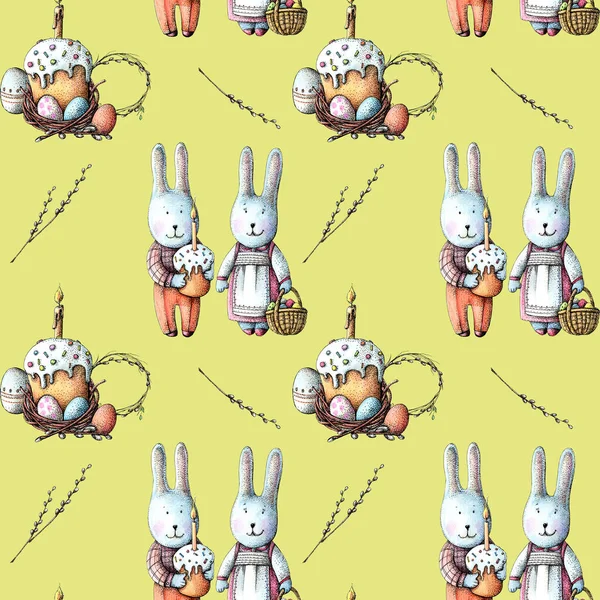 Graficzny Wielobarwny Zestaw Wielkanocny Plakatami Wzorami — Zdjęcie stockowe