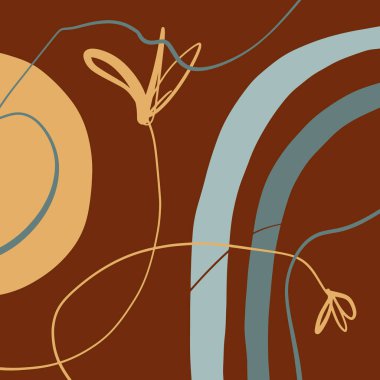 Terracotta Çiçek Sanatı Yazdırma Modern Resim Moda İskandinav Stili Soyut Renk Posteri Çağdaş Yazdırma Yazdırma Turuncu Vektör Çizimi