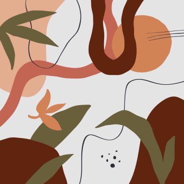 Terracotta Çiçek Sanatı Yazdırma Modern Resim Moda İskandinav Stili Soyut Renk Posteri Çağdaş Yazdırma Yazdırma Turuncu Vektör Çizimi