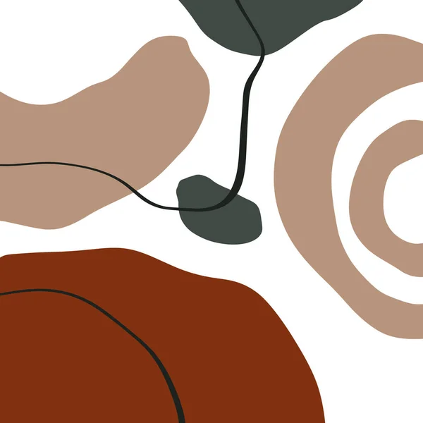 Modern Abstracte Vormen En Planten Terrae Modern Geometrische Textuur Affiche Terracotta Floral Art Print Schilderen Mode Kleur Abstractie Hedendaags Gebrande Oranje Vector Illustratie Clipart — Stockvector