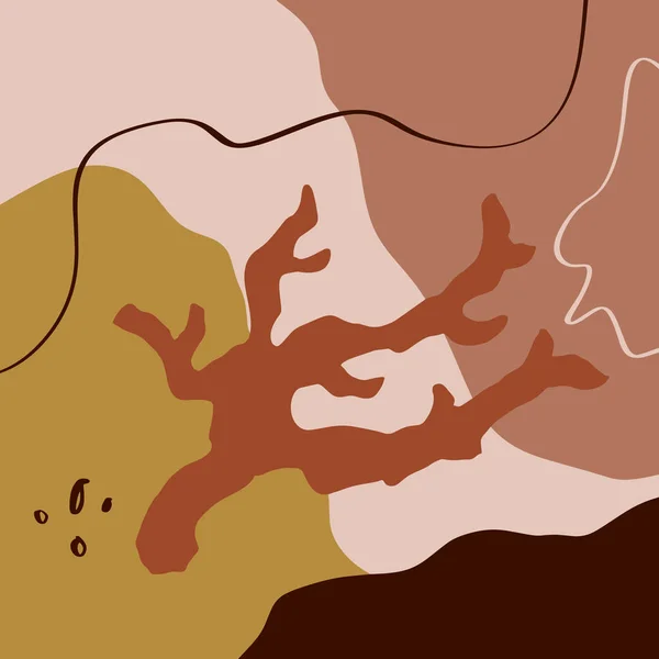 테라코타 녹슬 미술 - 추상적 인 현대 디지털 페인팅 스칸디나비아 스타일 색상 추상 화 포스터 현대 인쇄타 버린 오렌지 벡터 삽화 — 스톡 벡터