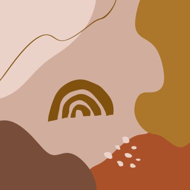 Terracotta Pas Sanat Yazısı Soyut Modern Dijital Boyama Moda İskandinav Tarzı Renk Soyutlaması Posteri Yanmış Portakal Vektörü ResimleriName
