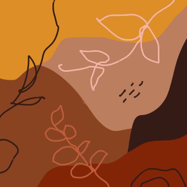 Soyut Terracotta Poster Duvar Sanatı Vektörü Orta Yüzyıl Dekoratif Doku Düzeni Yaratıcı Evrensel Estetik Çiçek Kartı Sosyal Medya Paket Tasarımı Deve Renkleri