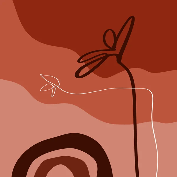 Αφηρημένη Terracotta Αφίσα Τοίχου Τέχνης Διάνυσμα Mid Century Σχήματα Διακοσμητική Υφή Ιστορικό Διάταξη Δημιουργική Παγκόσμια Αισθητική Floral Card Social Media Post Packaging Design Camel Colors — Διανυσματικό Αρχείο
