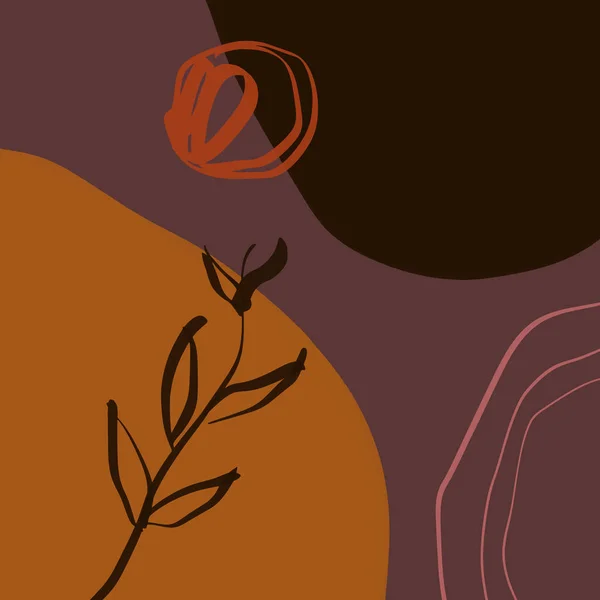 兵马坑艺术印花抽象现代数字绘画时尚斯堪的纳维亚风格色彩抽象海报当代印刷燃烧橙色矢量插图 — 图库矢量图片
