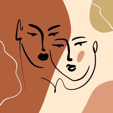 Soyut Sıcak Terracotta Çıplak Renk Şekilleri İç Moda Posteri Resim Yüzü Silueti Çizimi Soyut Çizim Modern Estetik Minimalizm Yarışması El Yazısı